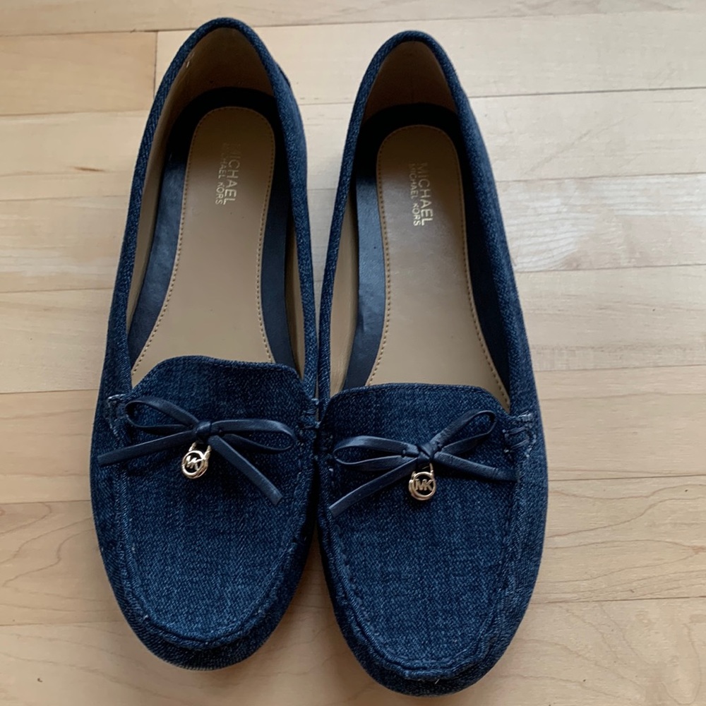 Michael Kors Denim Blue Moccasin Loafers with MK Charm